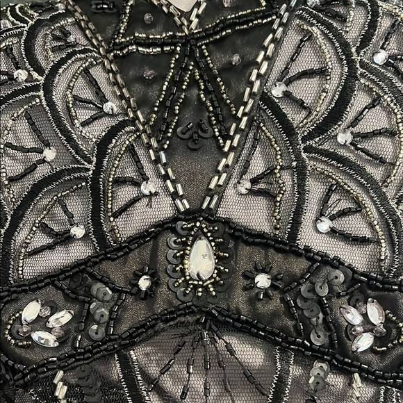 Sue Wong Nocturne Black/Gray Beaded Dress Az 6 - Picture 9 of 10